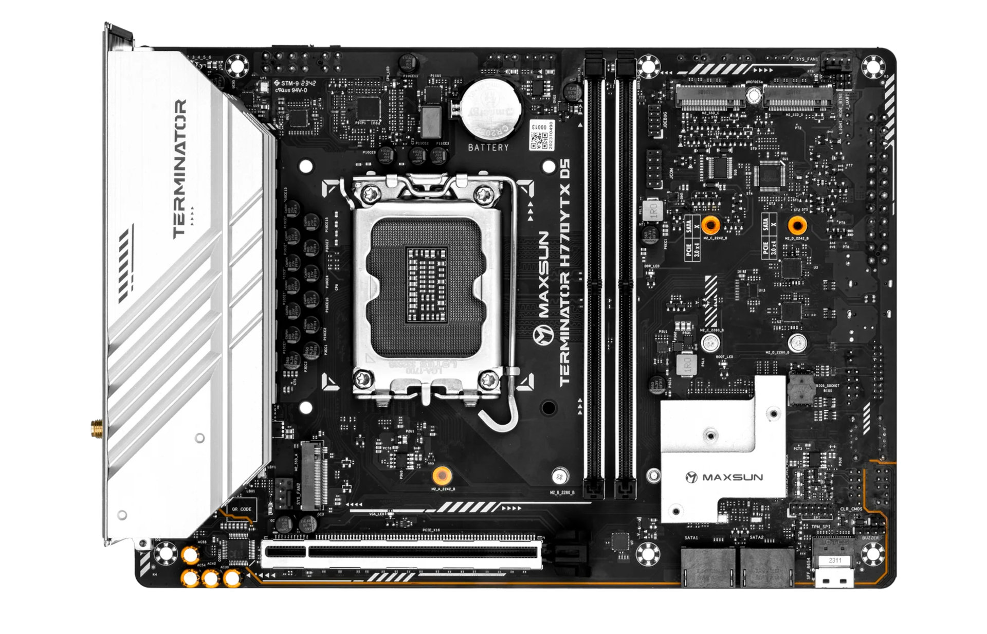An image of the Maxsun Terminator H770YTX D5 motherboard.