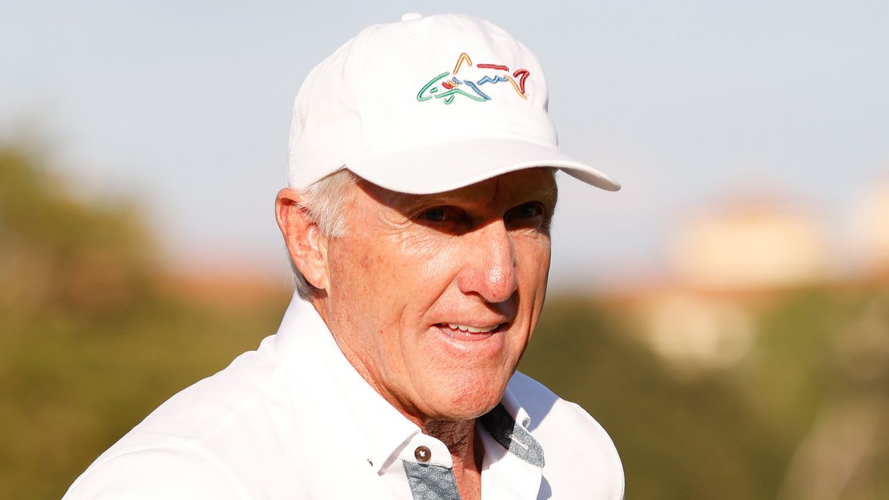 Greg Norman at the 2021 QBE Shootout at Tiburon Golf Club in Naples, Florida