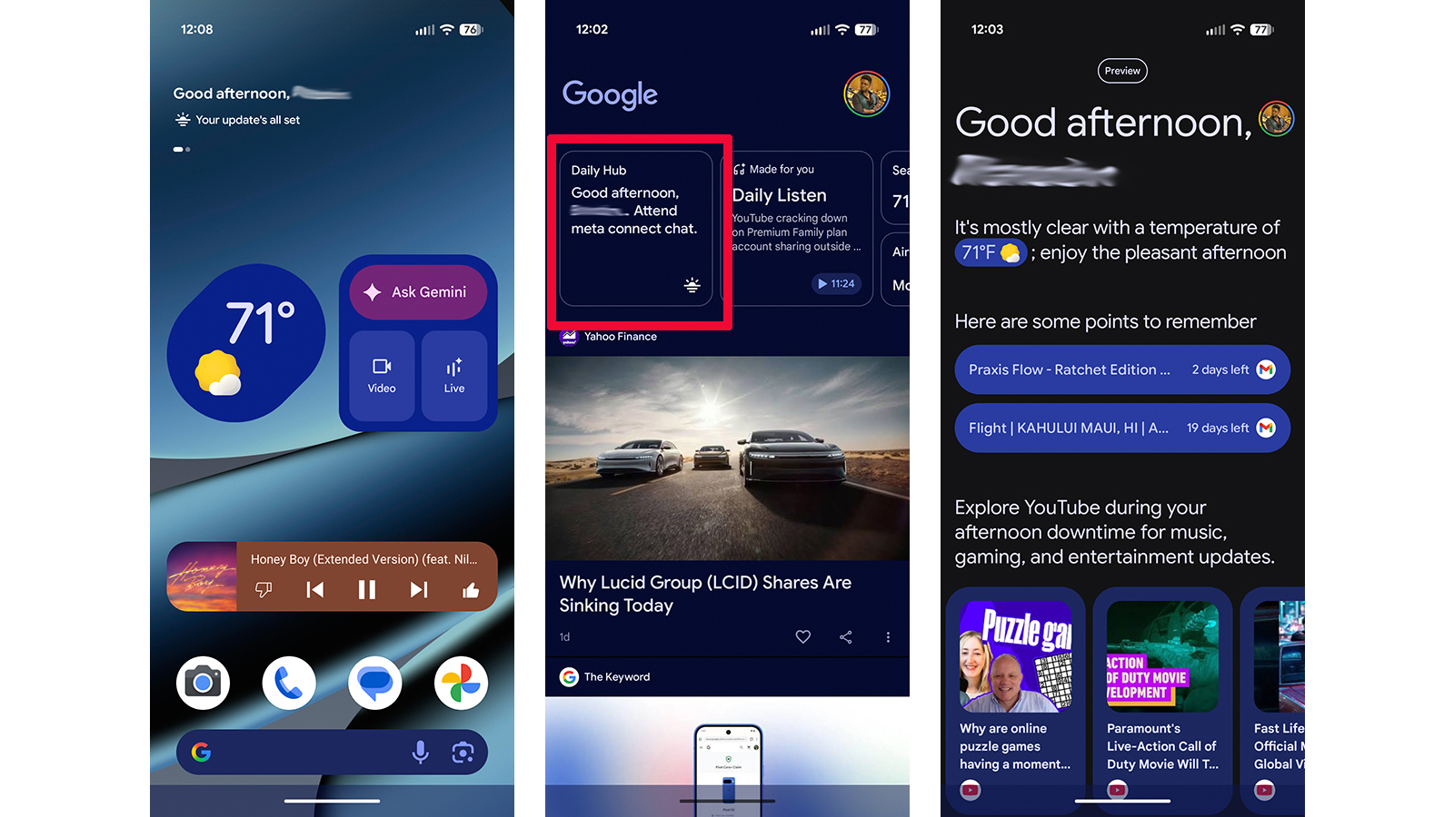 Google Pixel 10 showing Daily Hub set-up