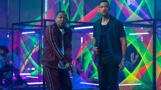 Marcus and Mike look shocked as they hold her handguns in Bad Boys: Ride or Die, one of June's new movies