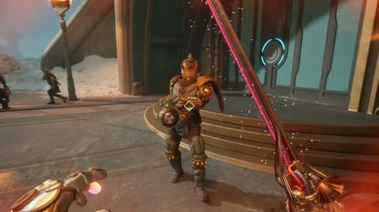 The Outer Worlds 2 screenshot of the Spectrum Dance Saber being used against an enemy