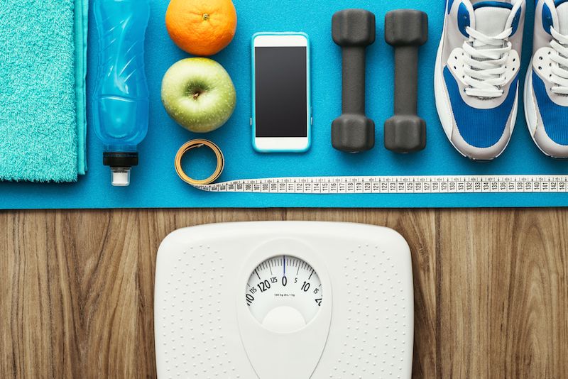 scale food and workout gear