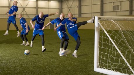 Dave Billows demonstrates the lay-off header and shoot drill