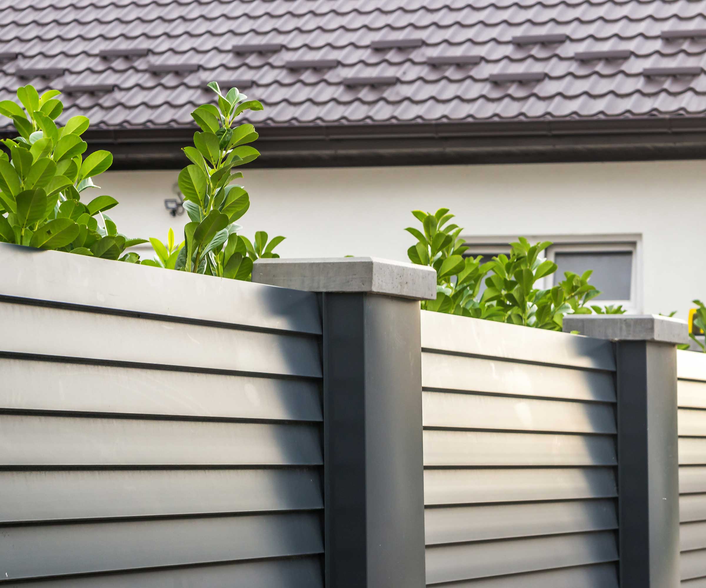 modern metal backyard fence