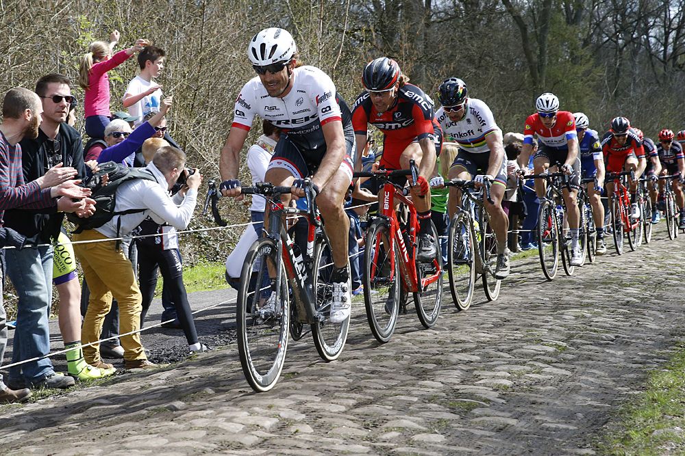 Fabian Cancellara on the cobbles at Paris-Roubaix