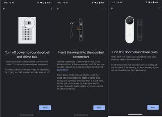 Nest Video Doorbell (wired, 2nd gen) installation screenshots