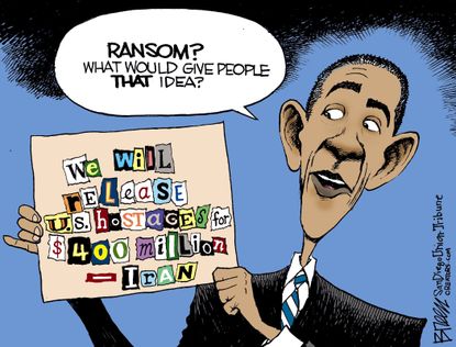 Political cartoon U.S. Obama Iran payment