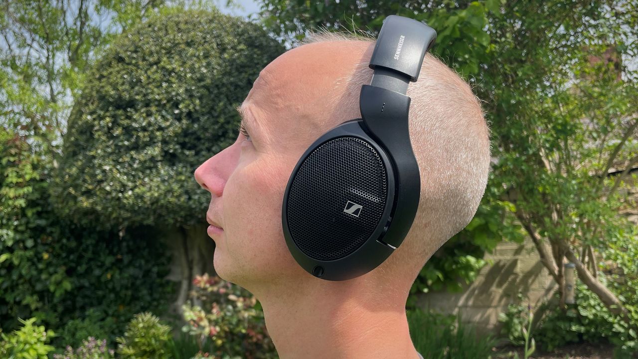 Sennheiser HD 560S worn by man outside