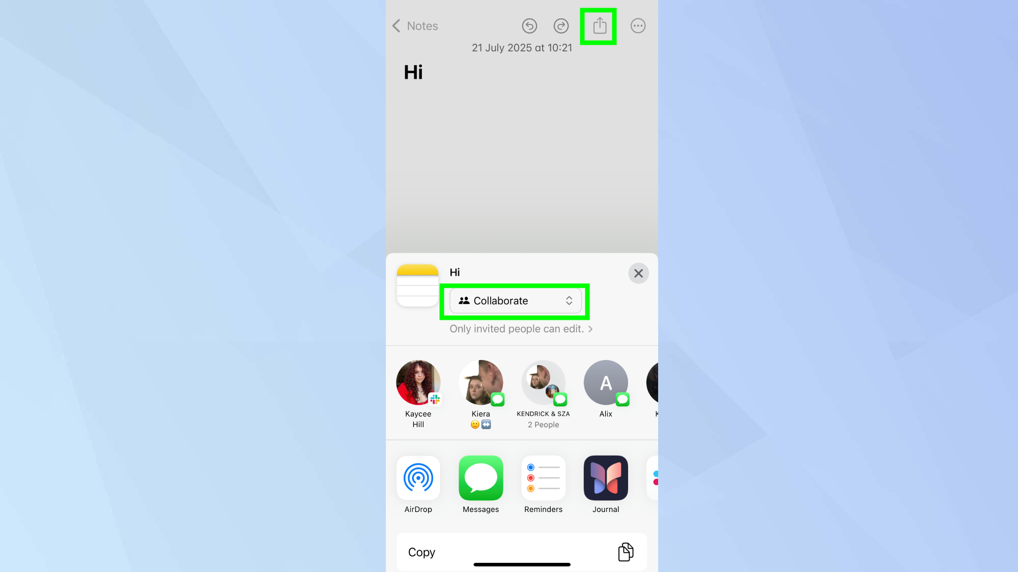 Notes collaborate