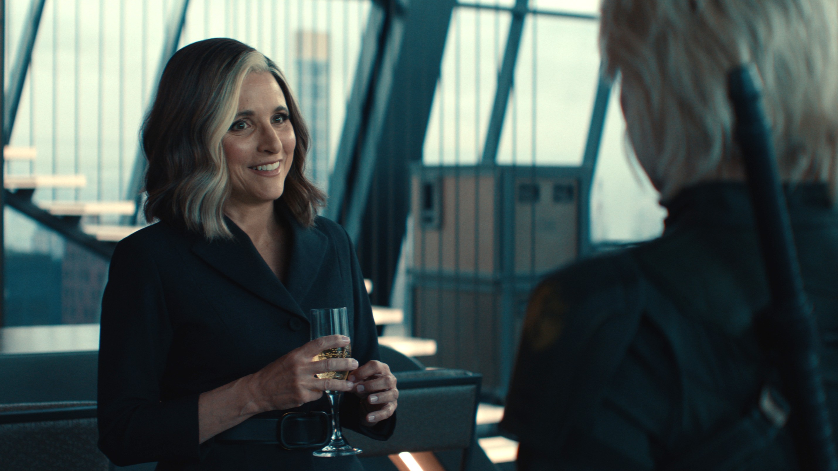 Valentina Allegra de Fontaine (Julia Louis-Dreyfus) speaks to Yelena (Florence Pugh) in a scene from Marvel Studios' 