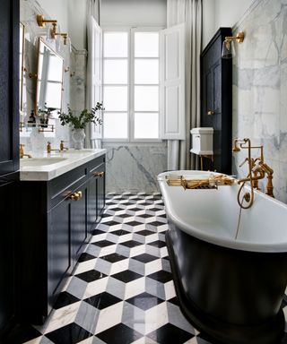 Bathroom floor tile ideas with monochrome tiles