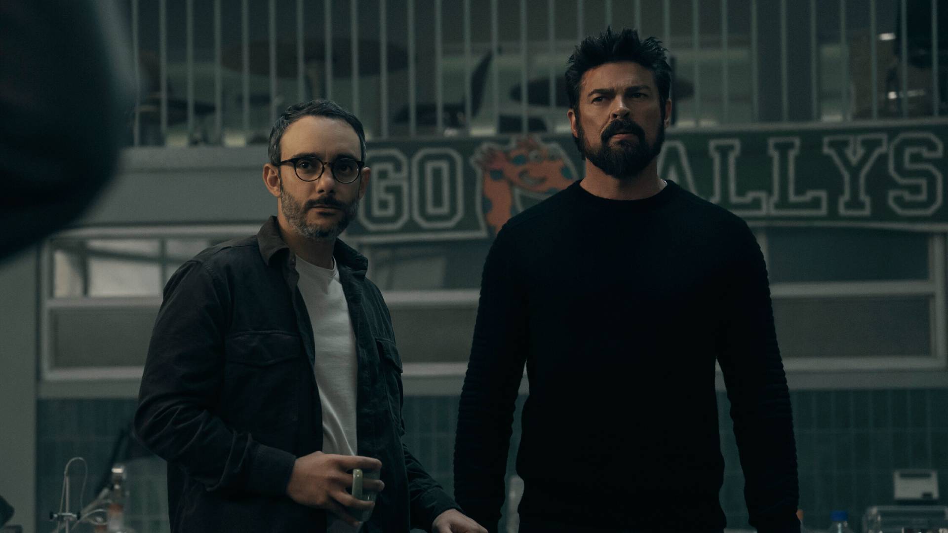Butcher (Karl Urban) and Sameer (Omid Abtahi) in The Boys season 5