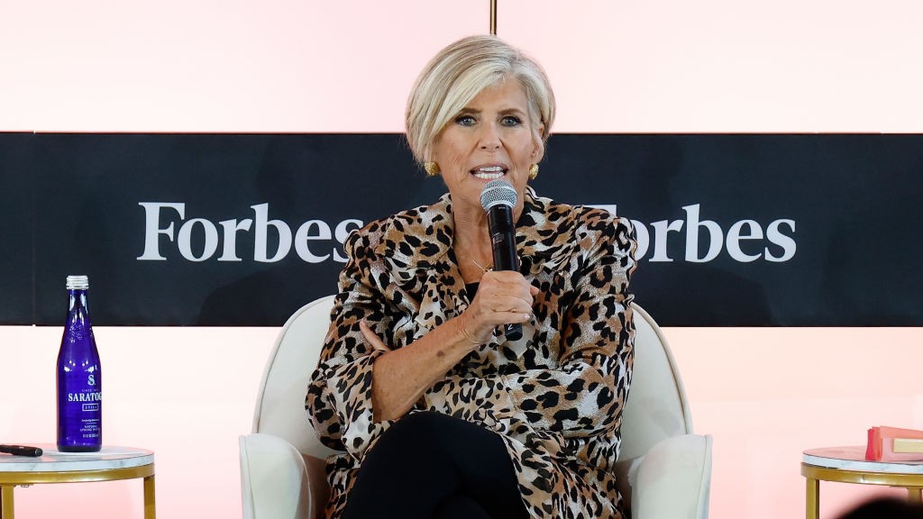 Suze Orman speaks during the Forbes and Mika Brzezinski 50 Over 50 Celebration at The Rainbow Room on October 25, 2024 in New York City.