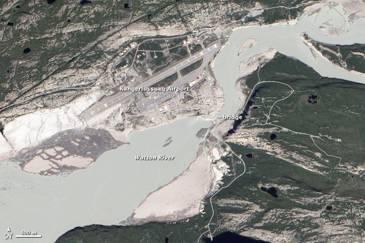 Meltwater flooding the Watson River in Greenland.