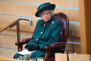 The Queen prepares to make her Address to Parliament in the Debating Chamber during the opening of the sixth session of the Scottish Parliament in Edinburgh, Scotland on October 2, 2021