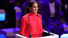 meghan markle red suit