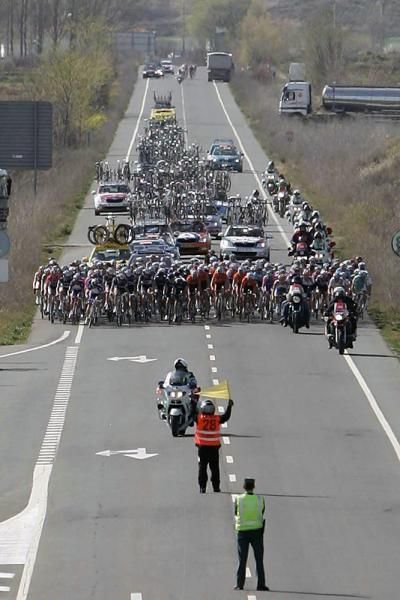 The Vuelta Ciclista al Pais Vasco peloton in action during stage two.