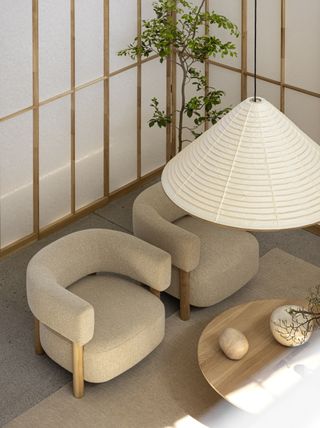 A living room with Japanese-style decor