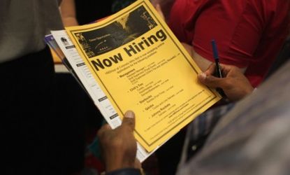 Job seekers at a Colorado employment fair