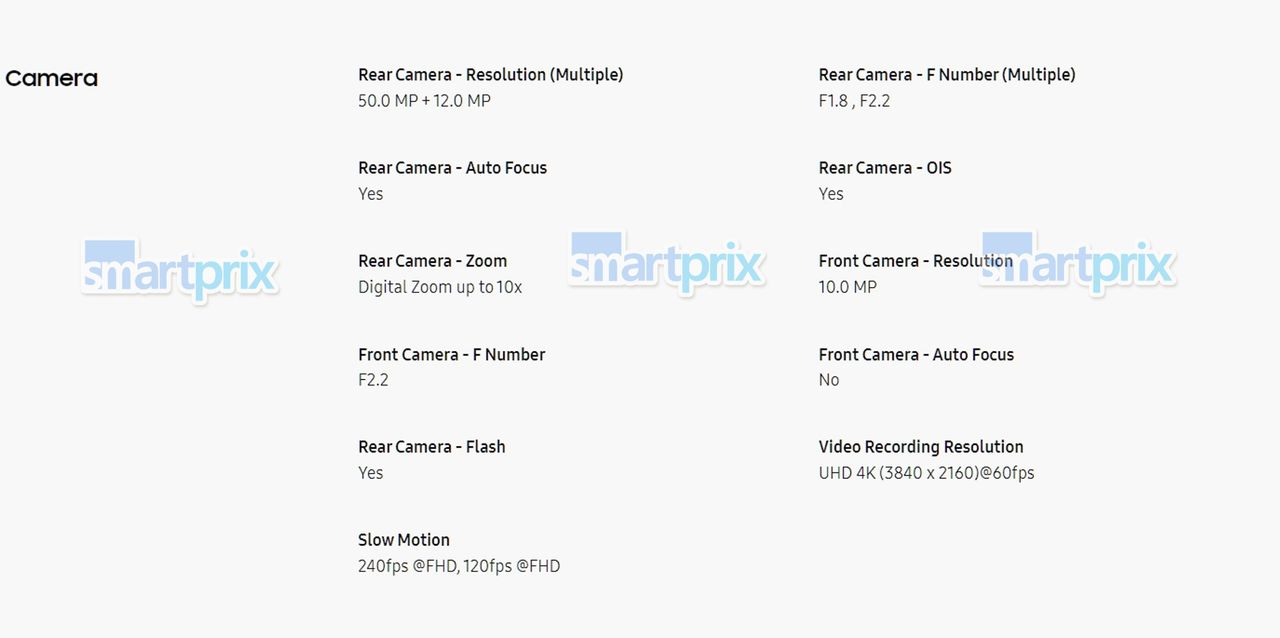 Samsung Galaxy Z Flip 6 leaked spec sheet