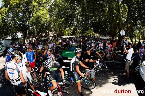 Riders take shelter from the African sun.