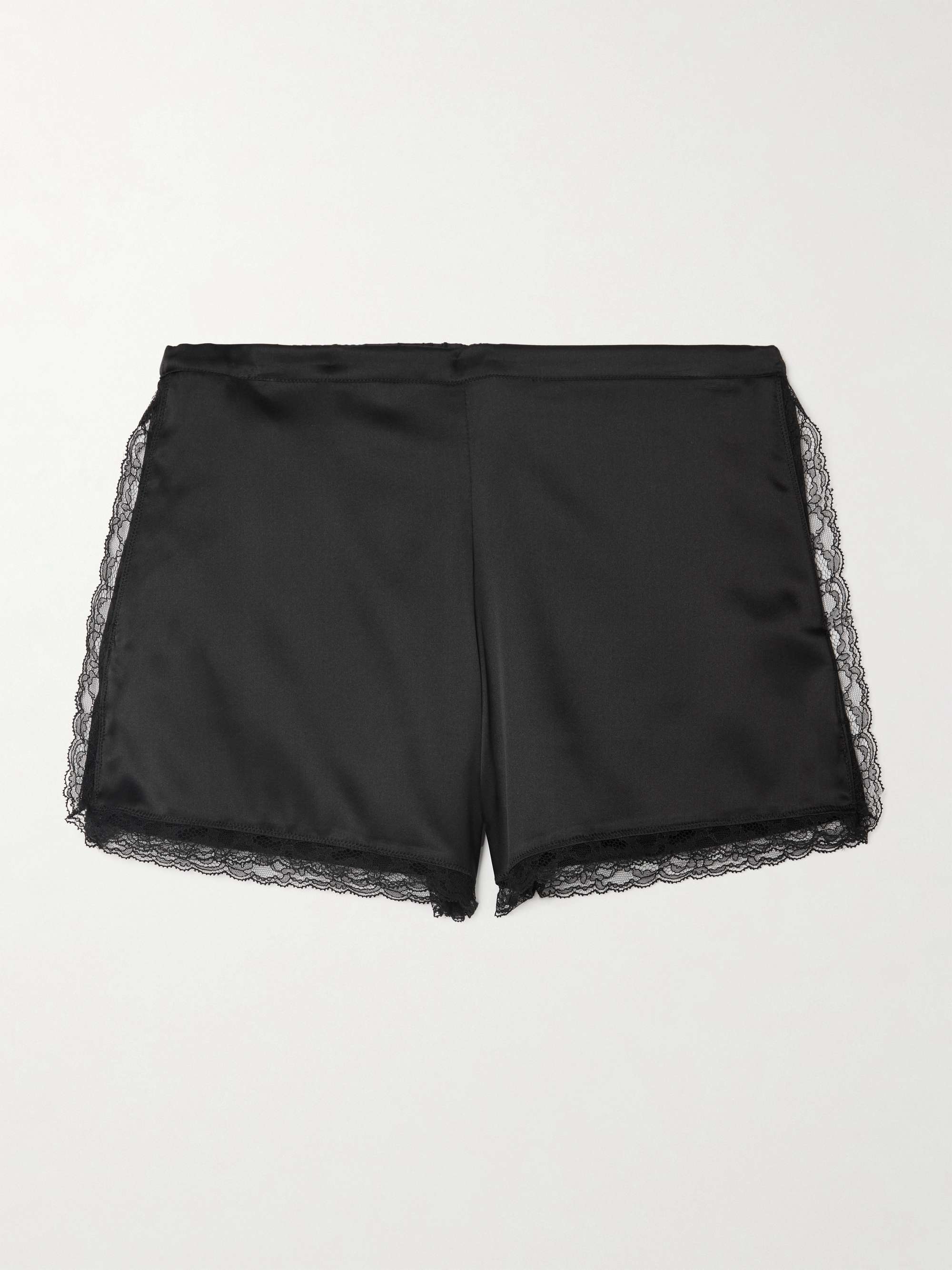 Lace-Trimmed Silk-Blend Satin Shorts