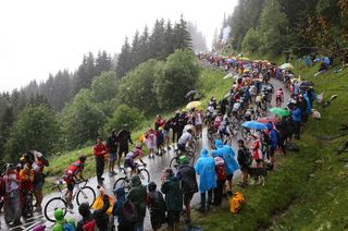 It was a wet ascent of the Joux Plane on stage 20 of the 2016 Tour de France