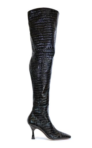 Maverick Croc-Embossed Lather Over-The-Knee Boots