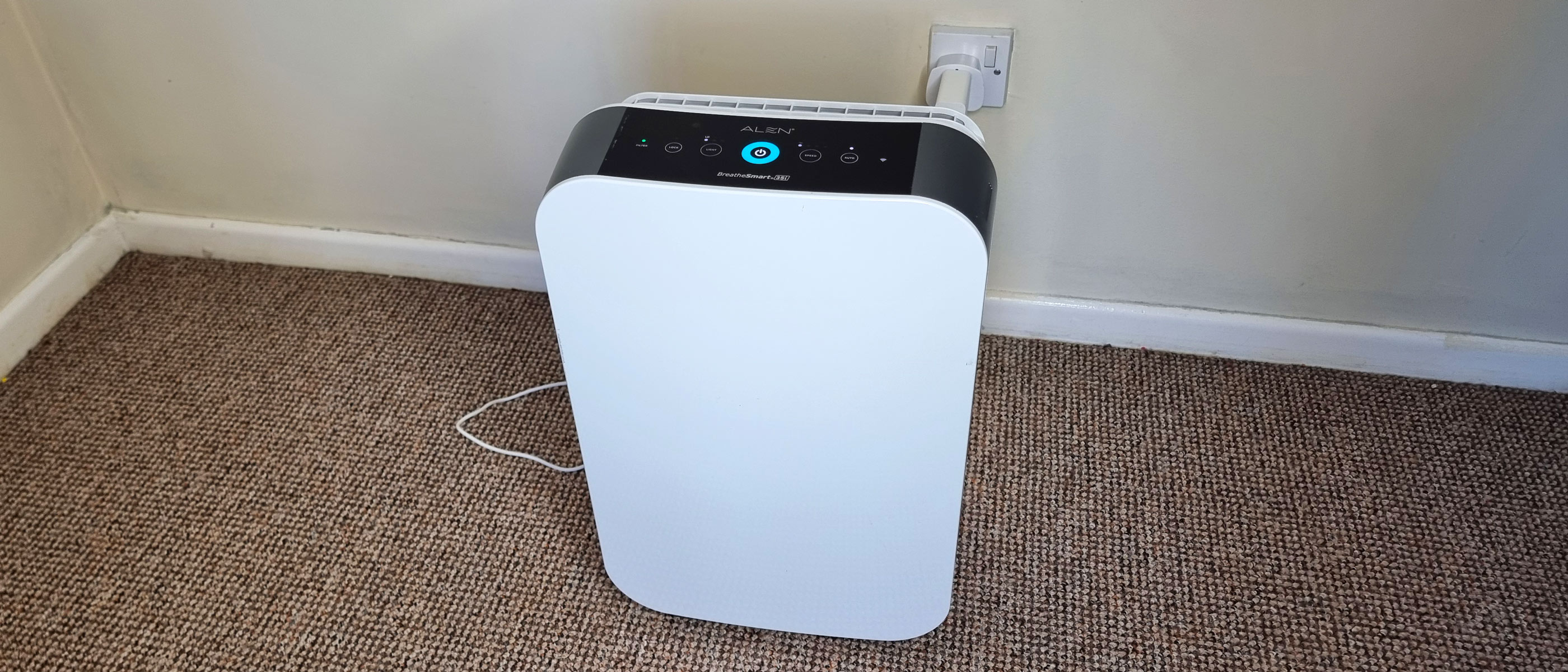 The Alen BreatheSmart 35i air purifier being tested by our reviewer