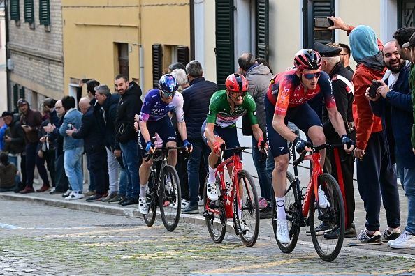 Italian Giulio Ciccone of TrekSegafredo pictured in action during stage 6 of the TirrenoAdriatico cycling race 194 km from Osimo Stazione to Osimo in Italy Saturday 11 March 2023 BELGA PHOTO DIRK WAEM Photo by DIRK WAEM BELGA MAG Belga via AFP Photo by DIRK WAEMBELGA MAGAFP via Getty Images