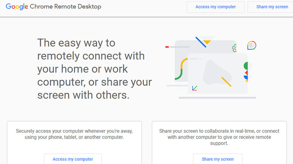 Website screenshot of Chrome Remote Desktop