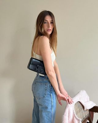 @camillecharriere wearing the Celine Triomphe bag