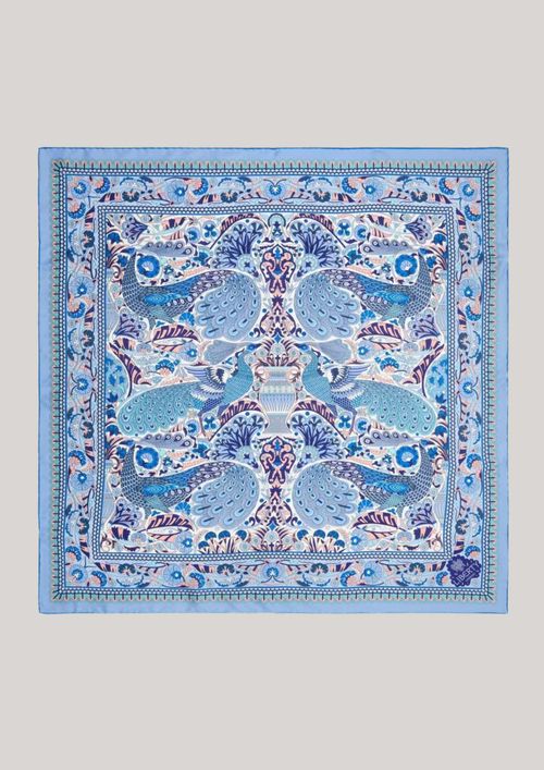 Peacock Garden Silk Twill Scarf