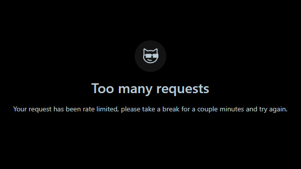 Reddit error displays "Too many requests"