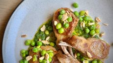 Chimichurri lamb chops with peas
