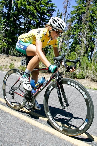 Evelyn Stevens (Webcor) going hard solo on the way in.
