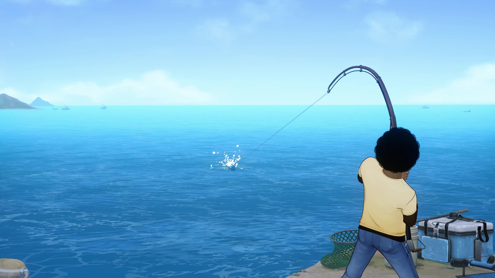 In Dave the Diver prequel Bancho the Chef, Bancho reels in a fish hooked on his fishing rod