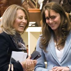 Carole Middleton has blonde hair and laughs while shopping with daughter Kate Middleton