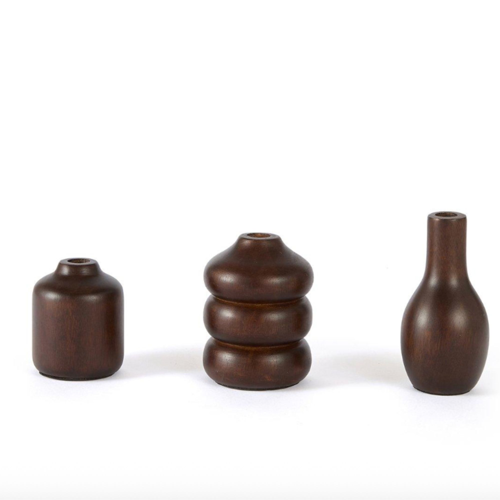 Set Of 3 Mango Wooden Vases