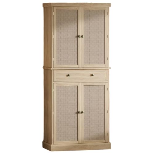 Garvee, Pantry Cabinet, Kitchen Storage Cabinets With Doors and Shelves, 72" Tall Farmhouse Rattan Pantries With Drawers for Dining Room, Living Room