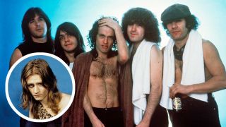 AC/DC in 1983 with (inset) Roxy Music's Paul Thompson