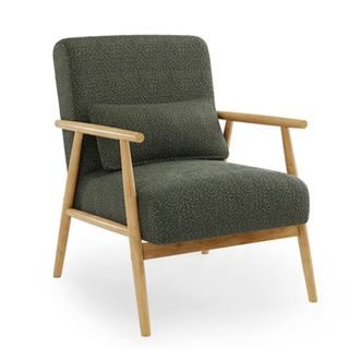 Boucle wooden arm accent chair