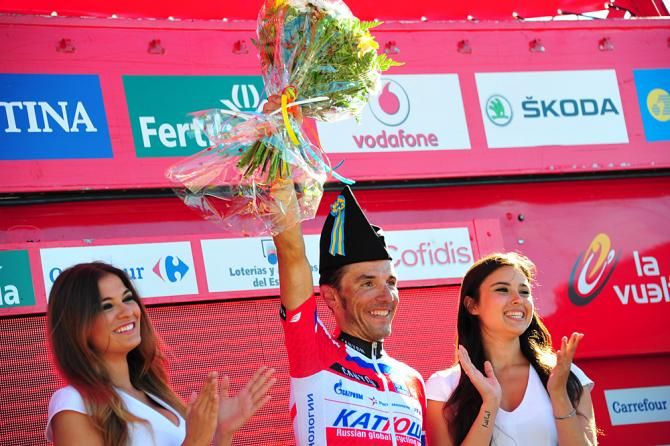 Joaquim Rodriguez (Katusha) celebrates his Vuelta stage win