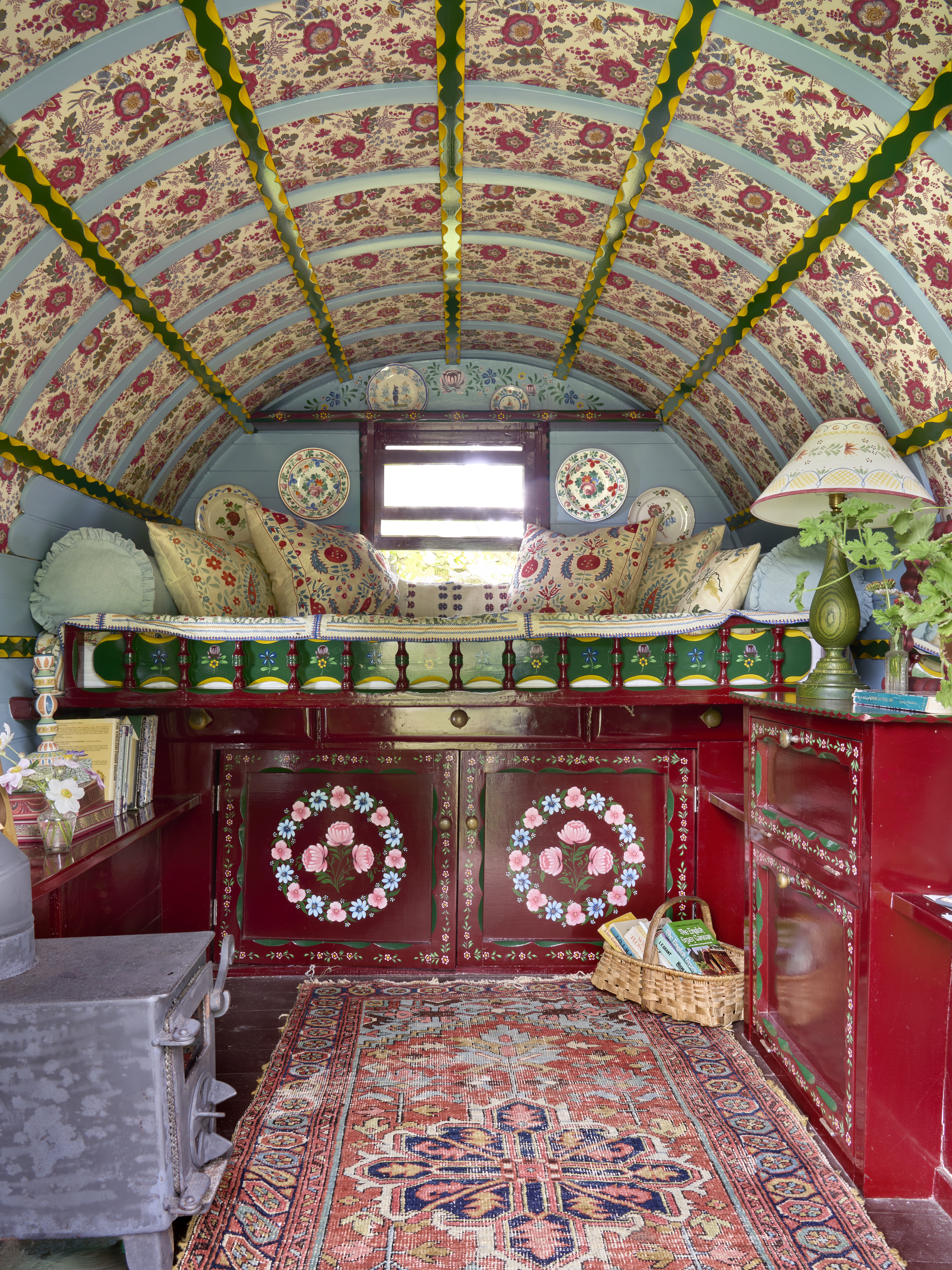 Old wagons decorated in ditsy florals and prints