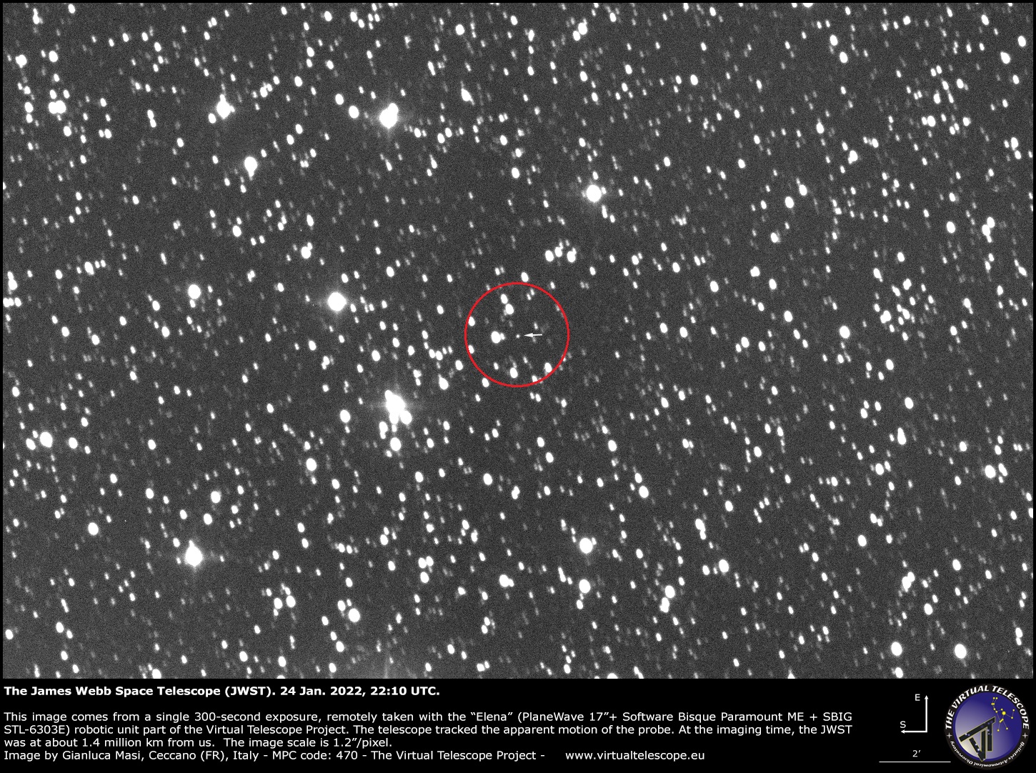 NASA's James Webb Space Telescope is visible at L2 in this image, next to the arrow.