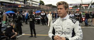 Brad Pitt as Sonny on a racetrack in F1
