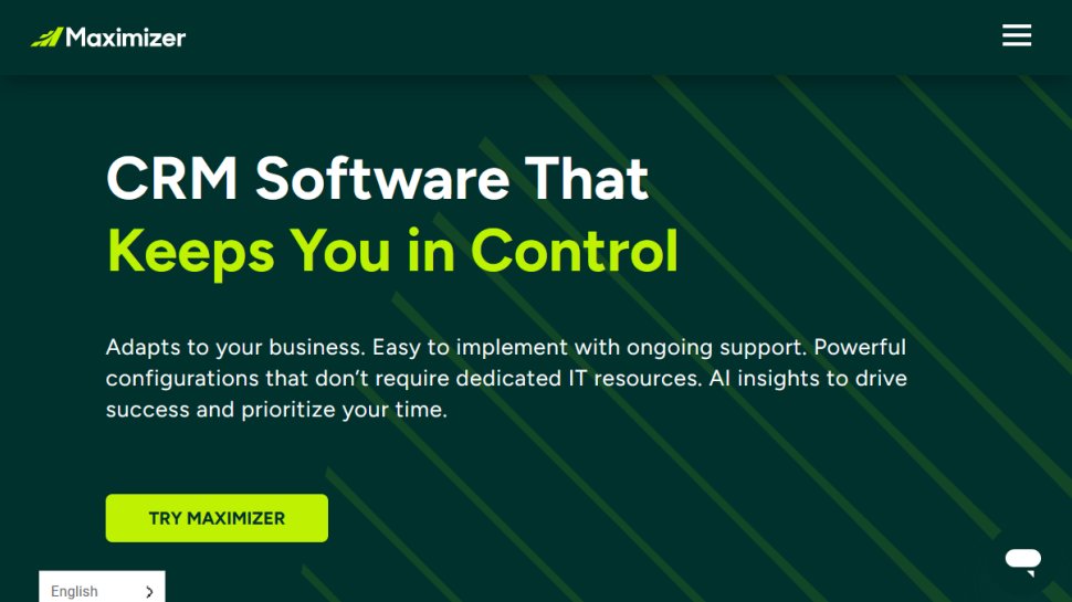 Maximizer CRM website screenshot (June 2025).