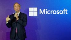 Microsoft president Brad Smith delivers his speech at Microsoft's French headquarters in Issy-les-Moulineaux, south of Paris, on May 13, 2024.