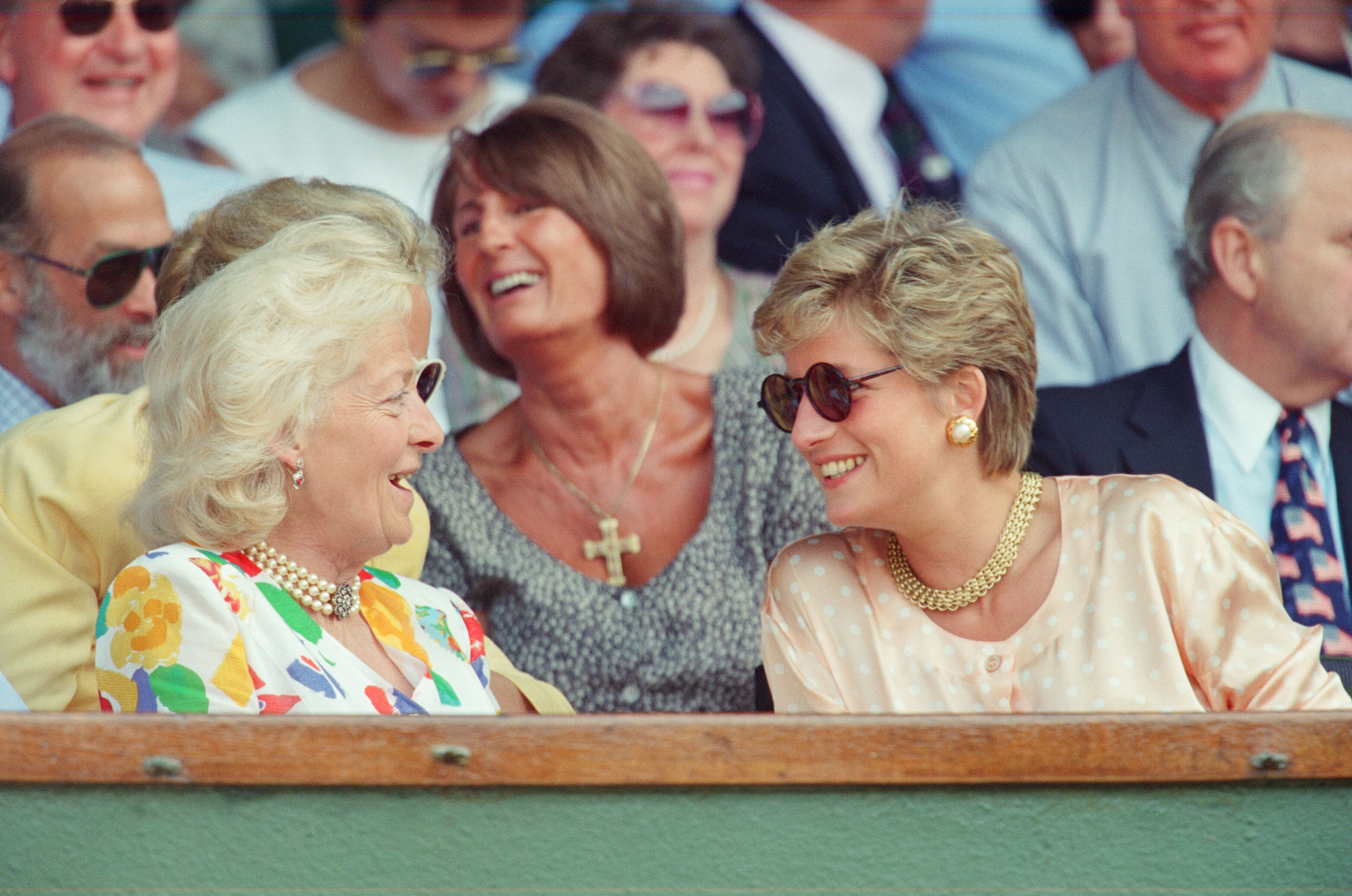 Princess Diana and Frances Shand Kydd at the 1993 Wimbledon championships