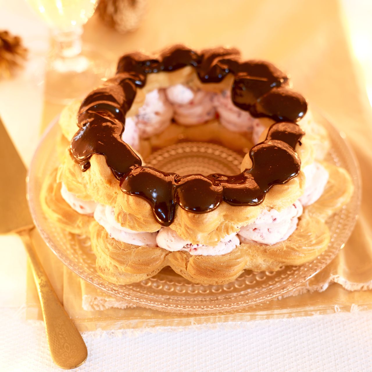 Chocolate and Raspberry Choux Wreath